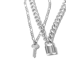 Load image into Gallery viewer, lock and key necklace for couples

