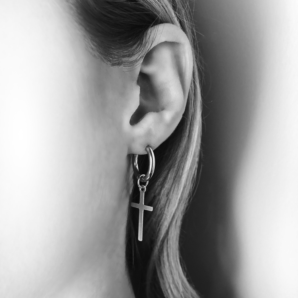 crucifix earrings male