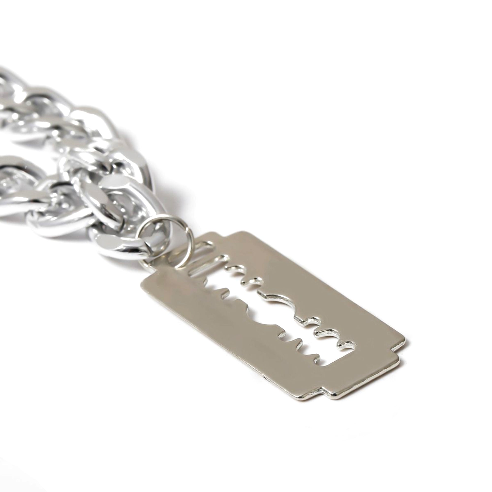 Silver Razor Blade Pendant Necklace