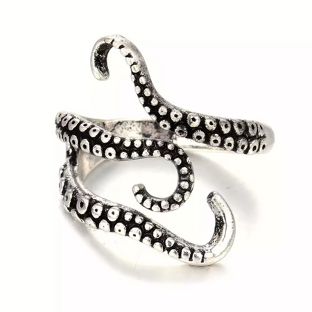 sterling silver octopus tentacle ring